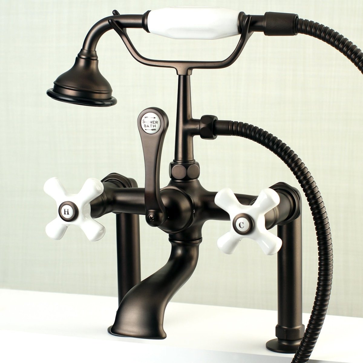 Auqa Vintage Deck Mount Clawfoot Tub Faucet With Metal Lever Handle - BUILDMYPLACE