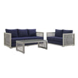 Aura 3 Piece 5 Seat Outdoor Patio Wicker Rattan Set - BUILDMYPLACE