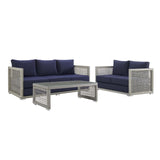 Aura 3 Piece 5 Seat Outdoor Patio Wicker Rattan Set - BUILDMYPLACE