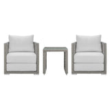 Aura 3 Piece Two Armchair Outdoor Patio Wicker Rattan Set - BUILDMYPLACE