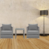 Aura 3 Piece Two Armchair Outdoor Patio Wicker Rattan Set - BUILDMYPLACE