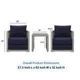 Aura 3 Piece Two Armchair Outdoor Patio Wicker Rattan Set - BUILDMYPLACE