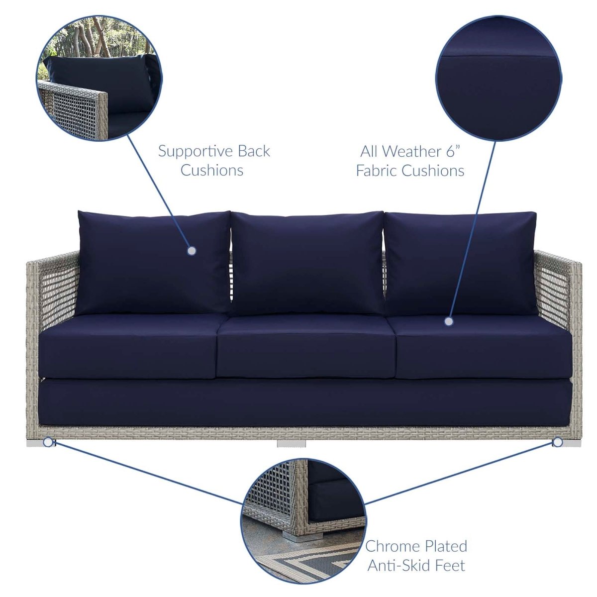 Aura Outdoor Patio Wicker Rattan Sofa - BUILDMYPLACE