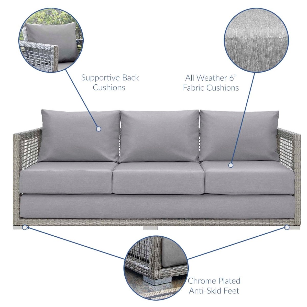 Aura Outdoor Patio Wicker Rattan Sofa - BUILDMYPLACE