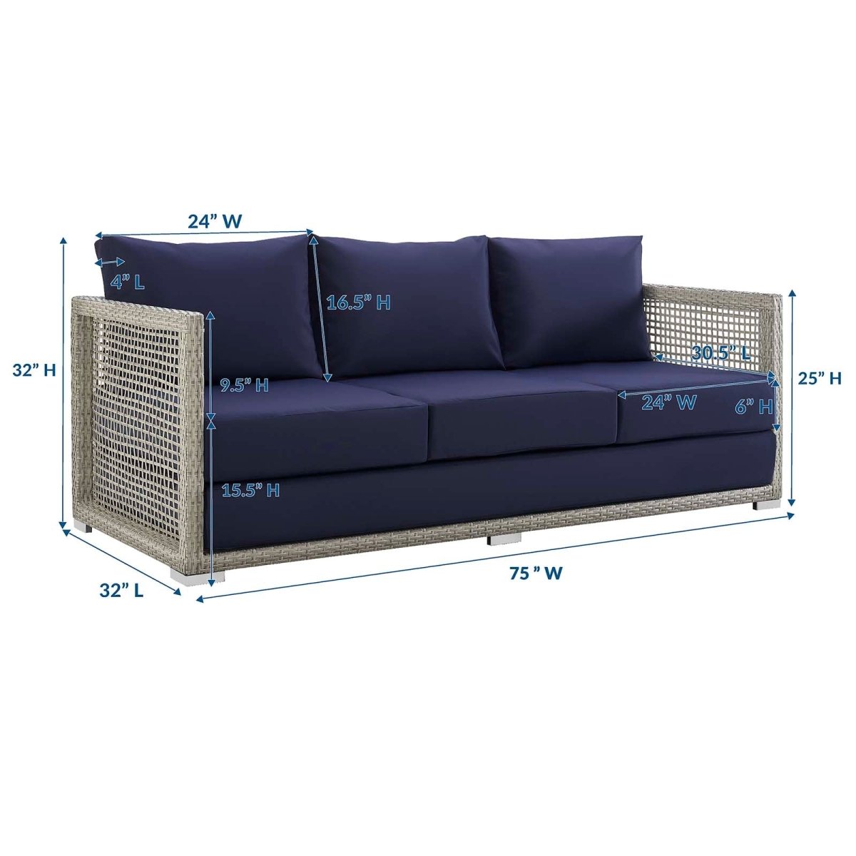 Aura Outdoor Patio Wicker Rattan Sofa - BUILDMYPLACE