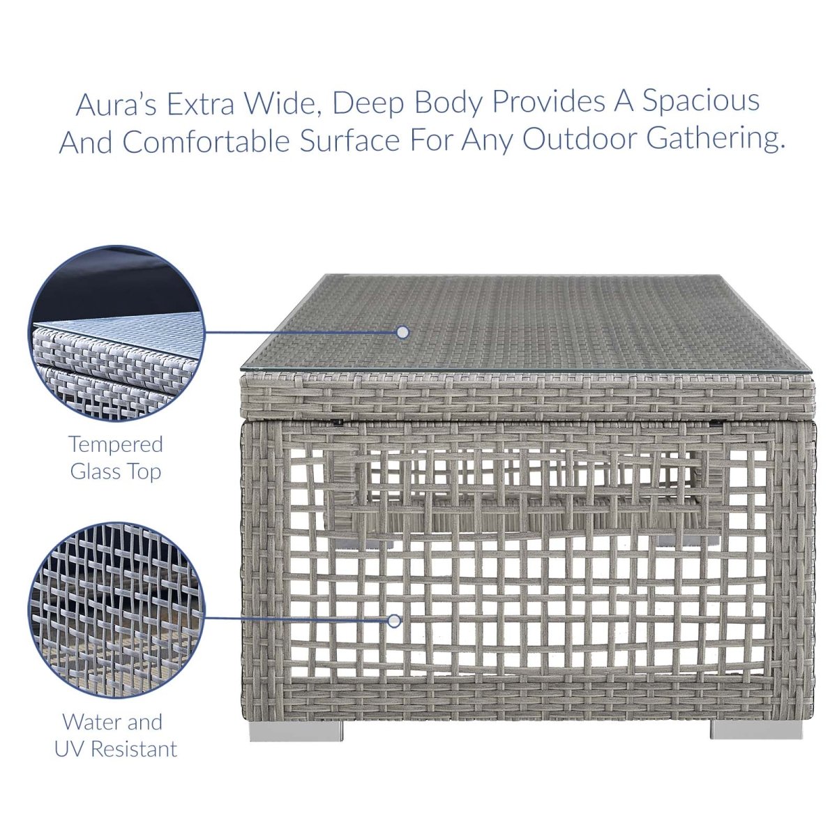 Aura Rattan Outdoor Patio Coffee Table - BUILDMYPLACE