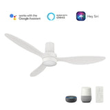 AURORA 52 inch 3 - Blade Flush Mount Smart Ceiling Fan with Remote & LED Light - LEDMyPlace