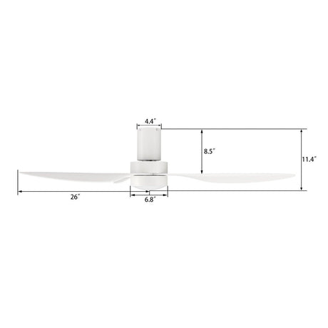 AURORA 52 inch 3 - Blade Flush Mount Smart Ceiling Fan with Remote & LED Light - LEDMyPlace