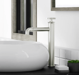Avallon Single Hole, Single - Handle Wheel, High Arc Bathroom Vessel Sink Faucet in Brushed Nickel - BUILDMYPLACE