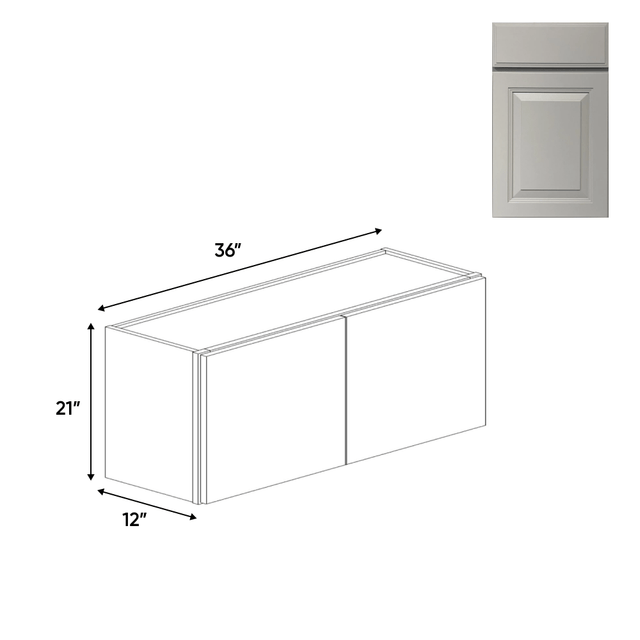 Avalon Ashen - 21" Height Double Door Wall Cabinets - 36"W x 21"H x 12"D - Pre Assembled - BUILDMYPLACE