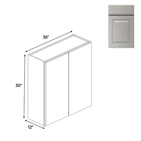 Avalon Ashen - 30" Height Double Door Wall Cabinets - 36"W x 30"H x 12"D - Pre Assembled - BUILDMYPLACE