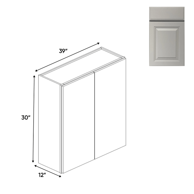 Avalon Ashen - 30" Height Double Door Wall Cabinets - 39"W x 30"H x 12"D - Pre Assembled - BUILDMYPLACE