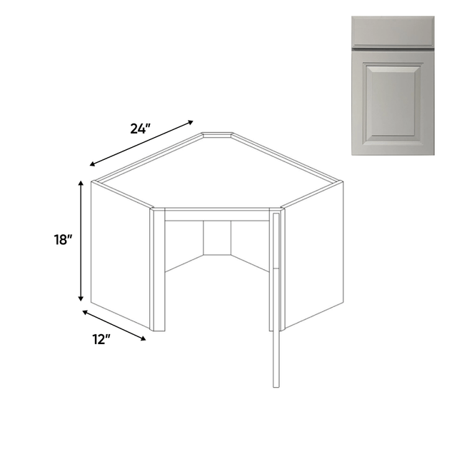 Avalon Ashen - Diagonal Corner Wall Cabinets - 24"W x 18"H x 12"D - AA - WDC2418G - Pre Assembled - BUILDMYPLACE