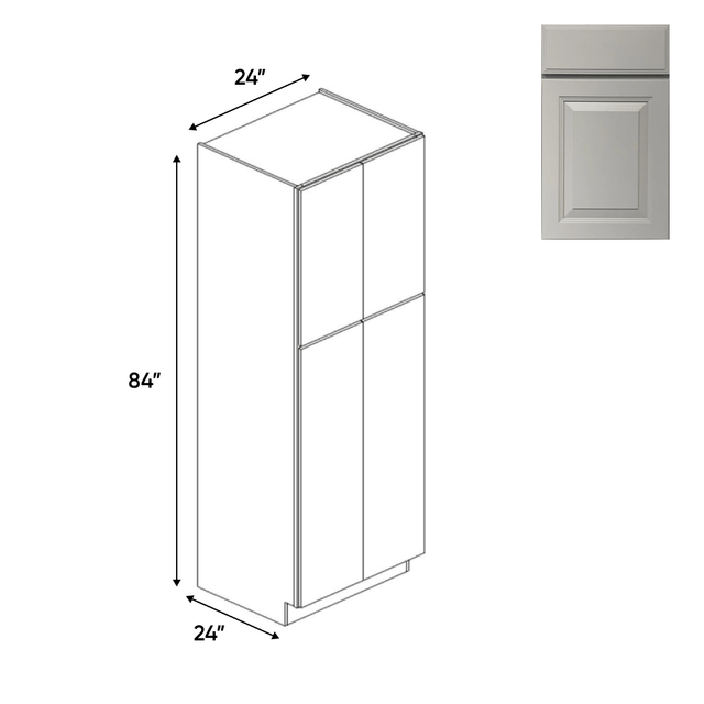 Avalon Ashen - Double Door Pantry Cabinets - 24"W x 84"H x 24"D - Pre Assembled - BUILDMYPLACE