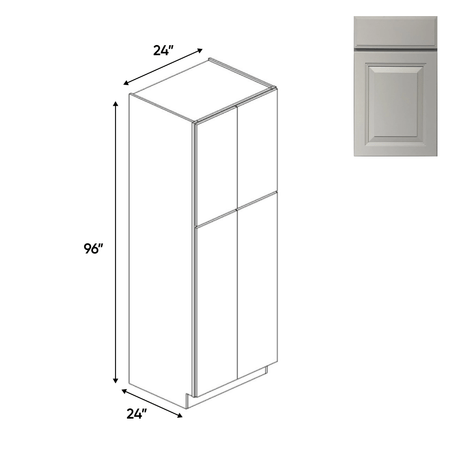 Avalon Ashen - Double Door Pantry Cabinets - 24"W x 96"H x 24"D - Pre Assembled - BUILDMYPLACE