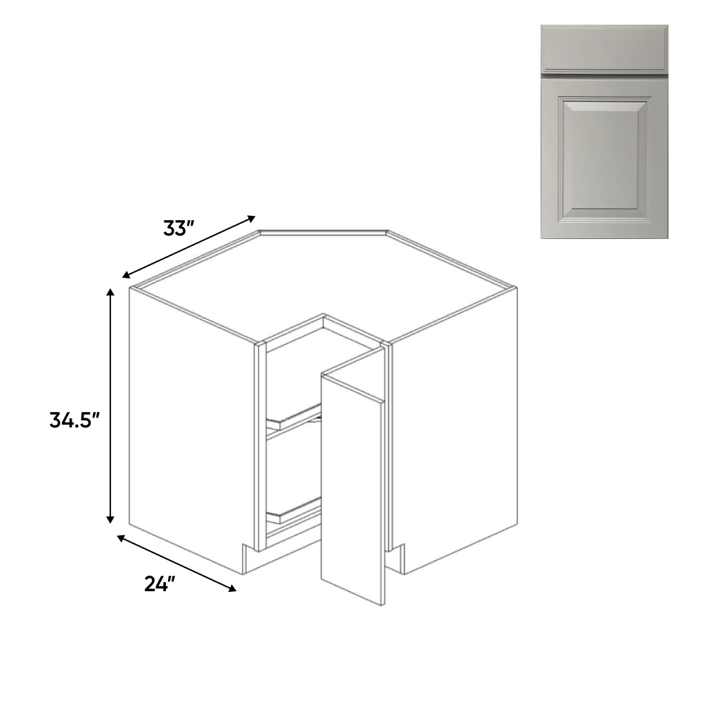 Avalon Ashen - Lazy Susan Base Cabinets - 33"W x 34.5"H x 33"D - Pre Assembled - BUILDMYPLACE