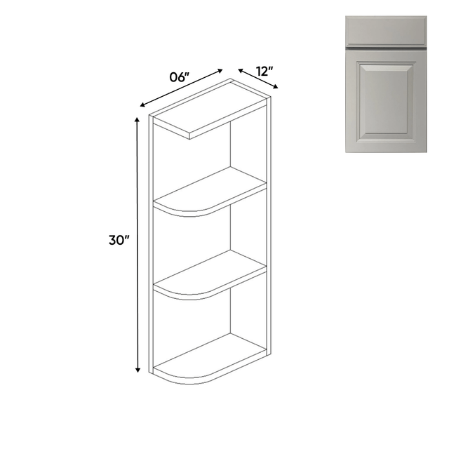 Avalon Ashen - Wall Open Shelf Cabinets - 6"W x 30"H x 12"D - Pre Assembled - BUILDMYPLACE