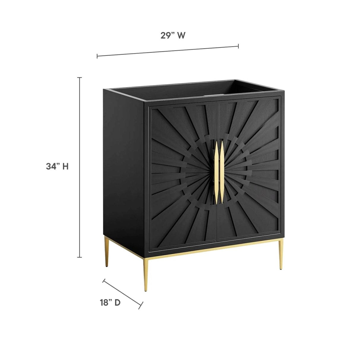 Awaken Black Freestanding Single Sink Bathroom Vanity (Sink not Included) - BUILDMYPLACE