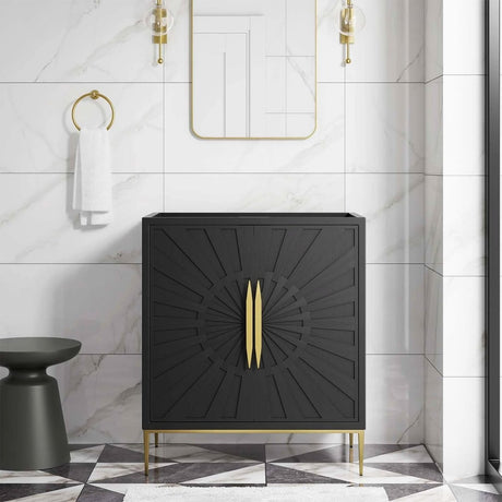 Awaken Black Freestanding Single Sink Bathroom Vanity (Sink not Included) - BUILDMYPLACE