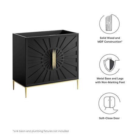 Awaken Black Freestanding Single Sink Bathroom Vanity (Sink not Included) - BUILDMYPLACE