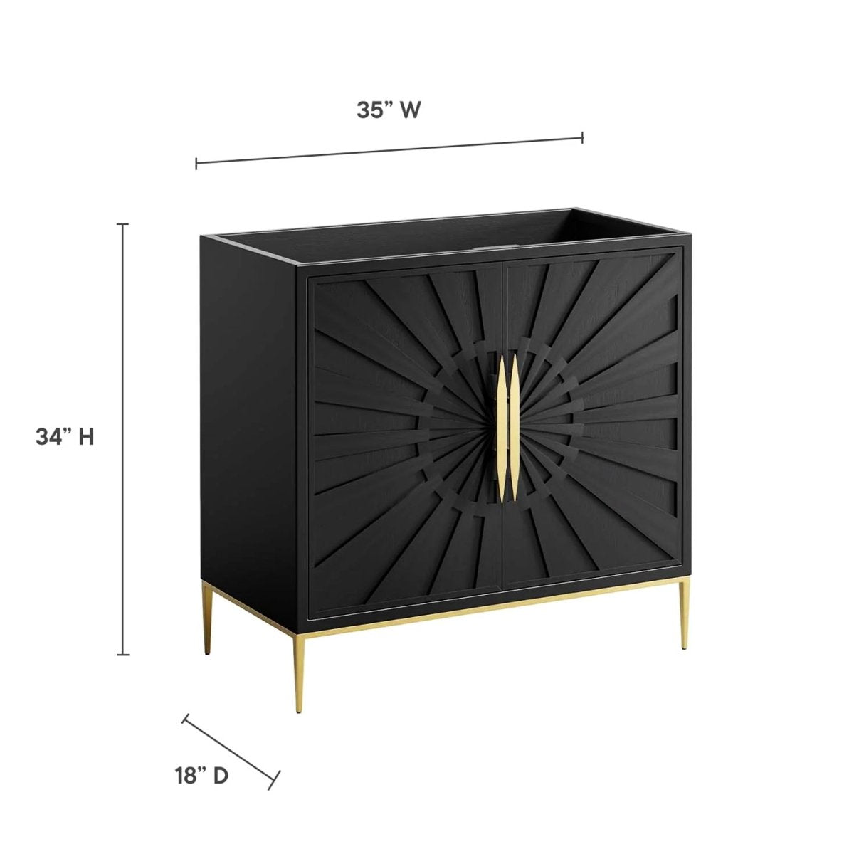 Awaken Black Freestanding Single Sink Bathroom Vanity (Sink not Included) - BUILDMYPLACE