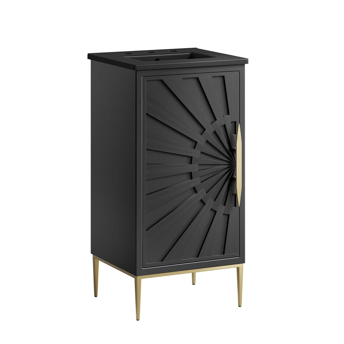 Awaken Black Freestanding Single Sink Bathroom Vanity with Ceramic Sink Top - BUILDMYPLACE