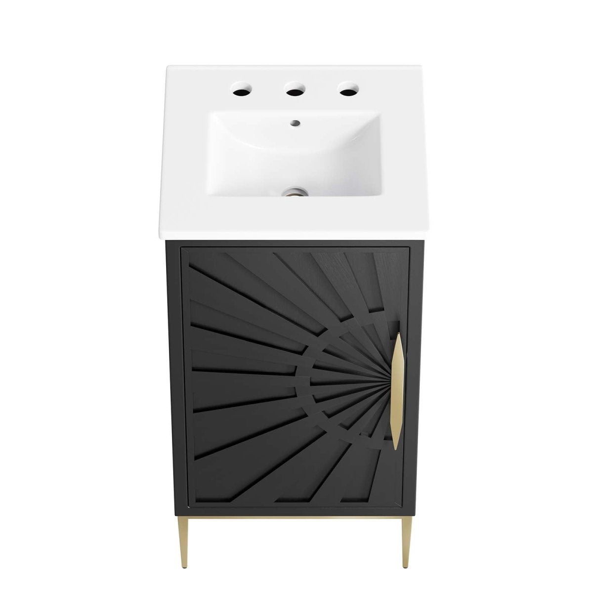 Awaken Black Freestanding Single Sink Bathroom Vanity with Ceramic Sink Top - BUILDMYPLACE