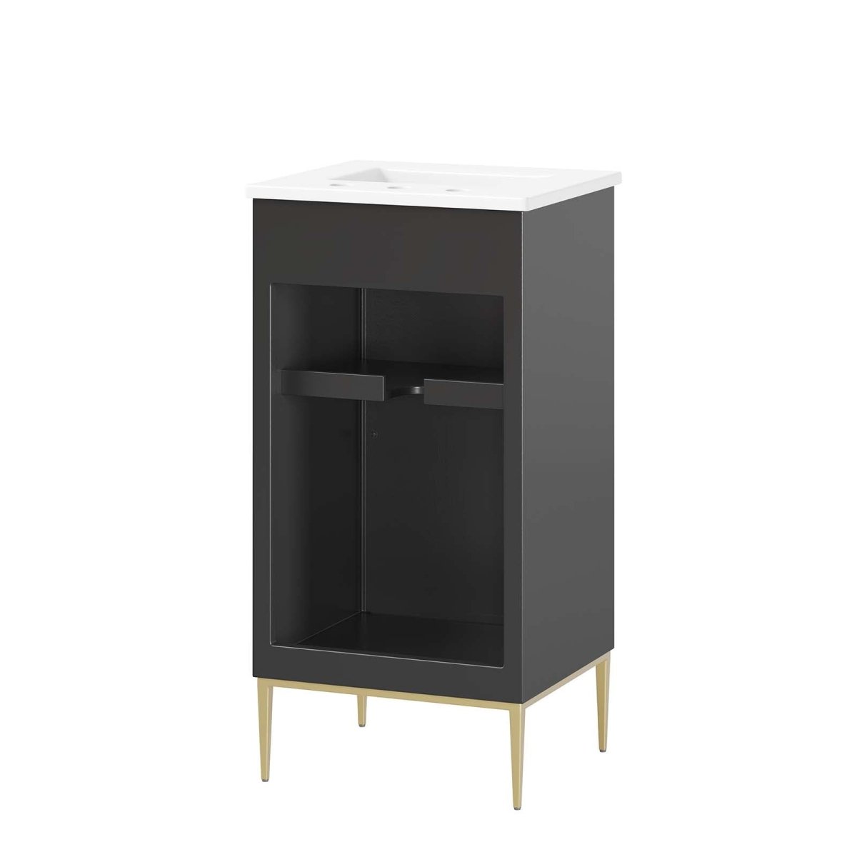 Awaken Black Freestanding Single Sink Bathroom Vanity with Ceramic Sink Top - BUILDMYPLACE