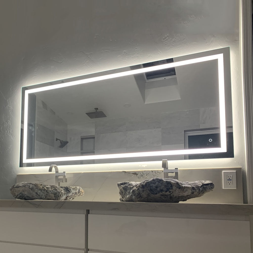Backlit/Frontlit, Vanity Mirror with Lights, Touch Switch, Anti - Fog, Adjustable 3 - Color Temperature & Remembrance, CRI 90+, LED Mirror for Bathroom, Accord Style - BUILDMYPLACE