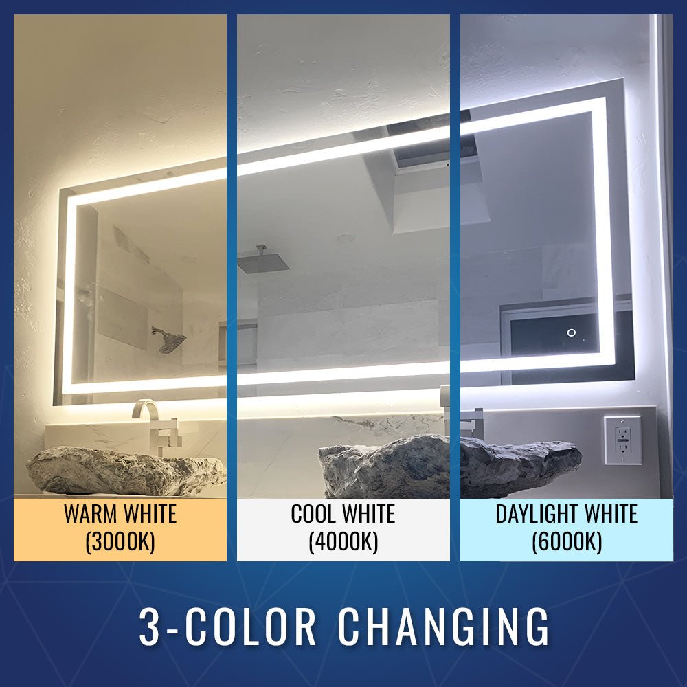 Backlit/Frontlit, Vanity Mirror with Lights, Touch Switch, Anti - Fog, Adjustable 3 - Color Temperature & Remembrance, CRI 90+, LED Mirror for Bathroom, Accord Style - BUILDMYPLACE