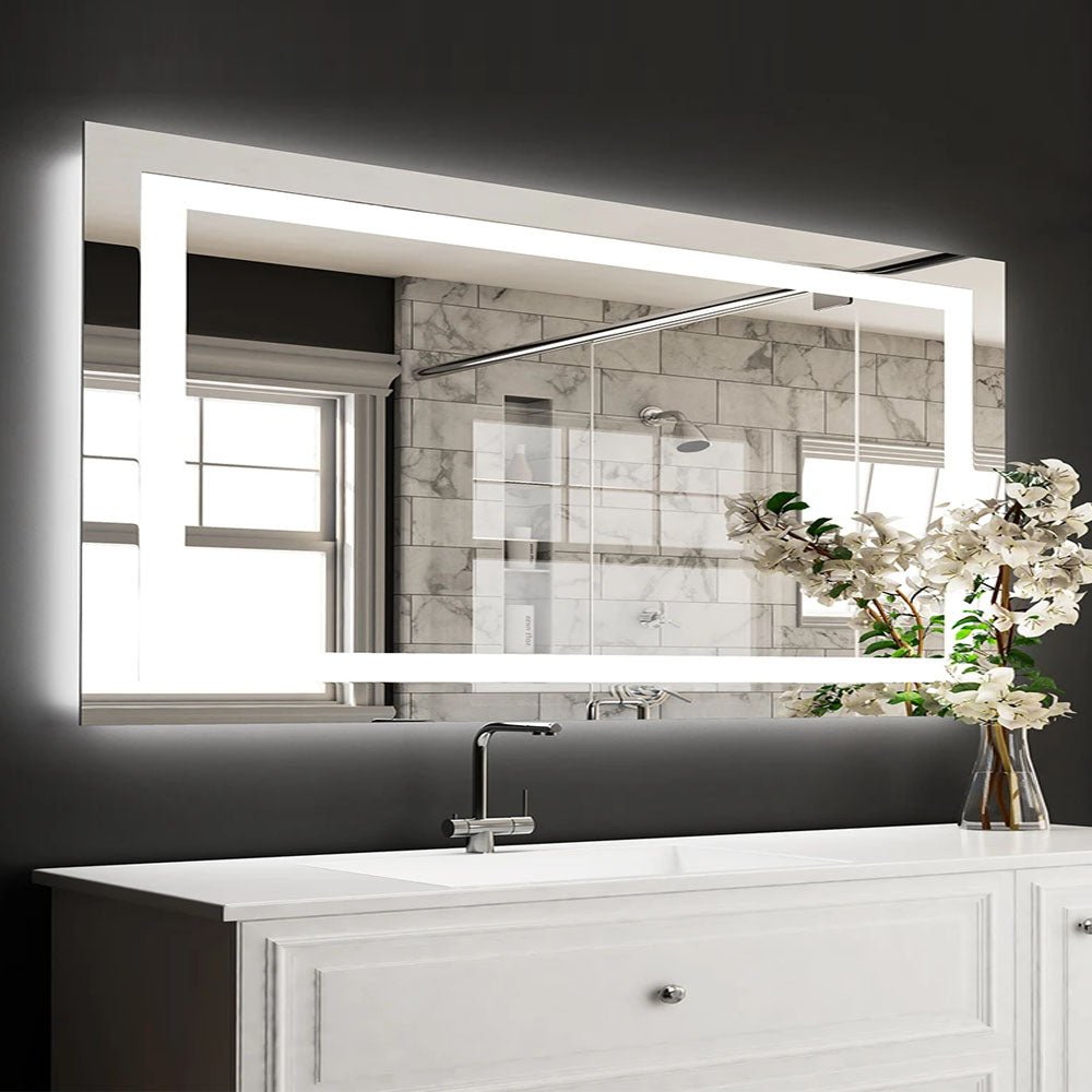 Backlit/Frontlit, Vanity Mirror with Lights, Touch Switch, Anti - Fog, Adjustable 3 - Color Temperature & Remembrance, CRI 90+, LED Mirror for Bathroom, Accord Style - BUILDMYPLACE
