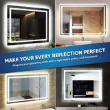 Backlit/Frontlit, Vanity Mirror with Lights, Touch Switch, Anti - Fog, Adjustable 3 - Color Temperature & Remembrance, CRI 90+, LED Mirror for Bathroom, Accord Style - BUILDMYPLACE