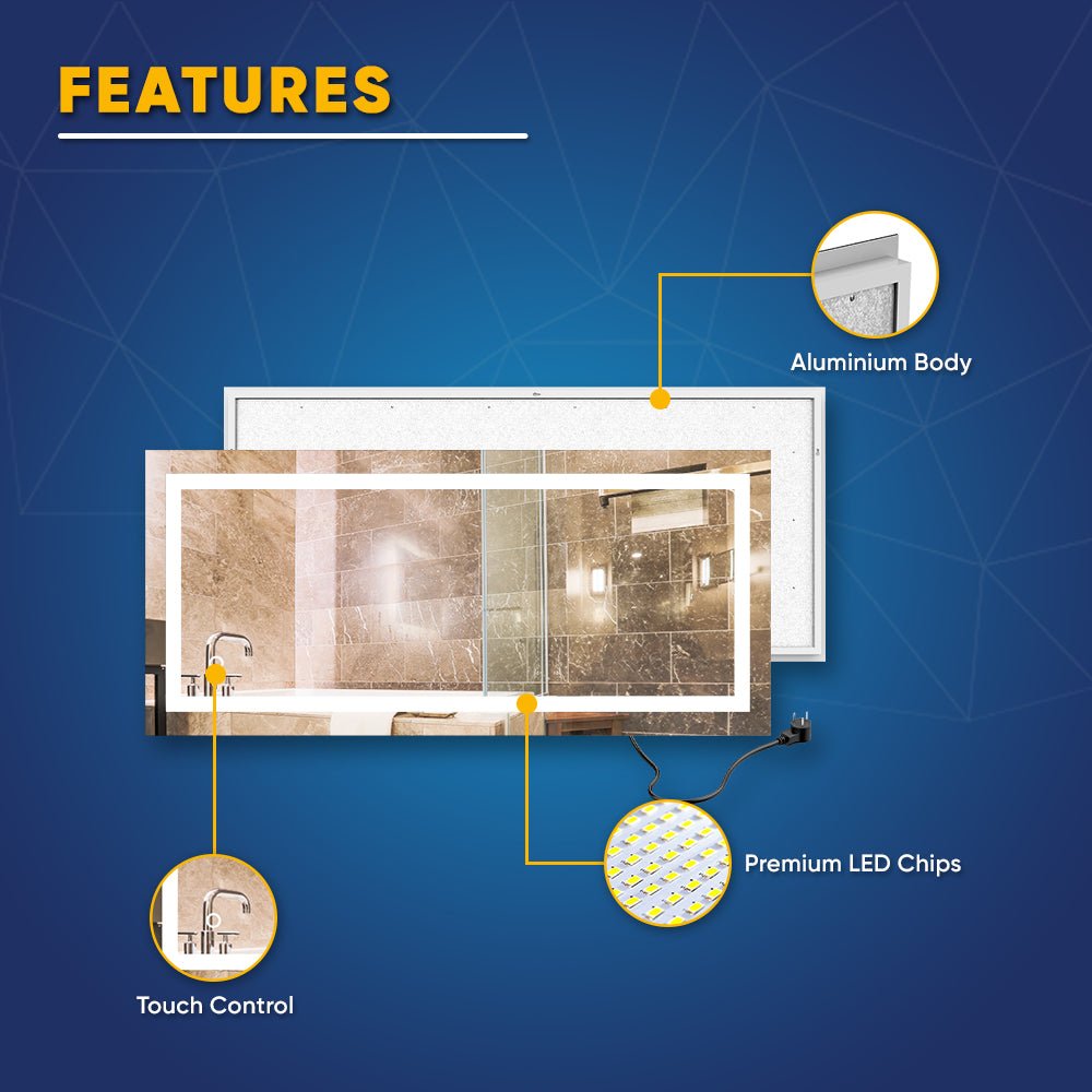 Backlit/Frontlit, Vanity Mirror with Lights, Touch Switch, Anti - Fog, Adjustable 3 - Color Temperature & Remembrance, CRI 90+, LED Mirror for Bathroom, Accord Style - BUILDMYPLACE