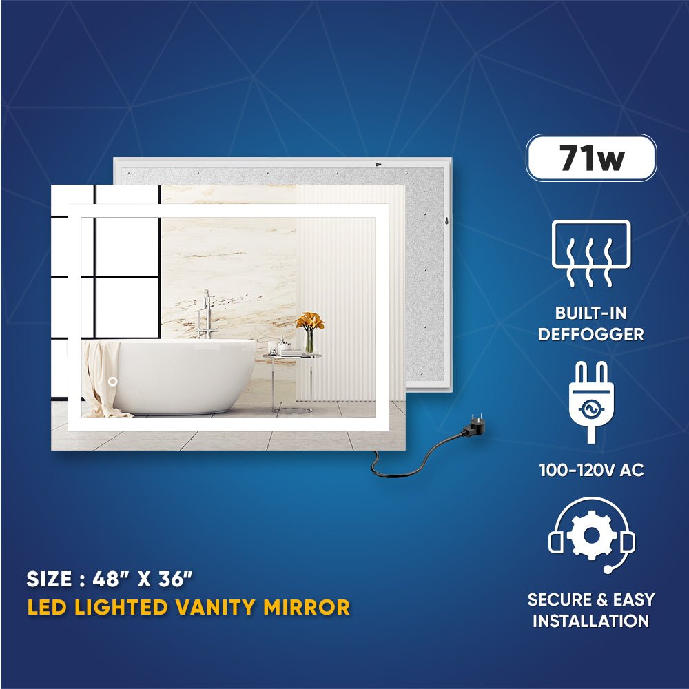 Backlit/Frontlit, Vanity Mirror with Lights, Touch Switch, Anti - Fog, Adjustable 3 - Color Temperature & Remembrance, CRI 90+, LED Mirror for Bathroom, Accord Style - BUILDMYPLACE