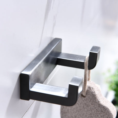 Bagno Bianca Stainless Steel Bathroom Double Robe Hook in Gun Metal - BUILDMYPLACE