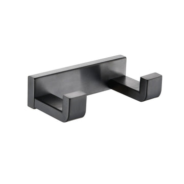 Bagno Bianca Stainless Steel Bathroom Double Robe Hook in Gun Metal