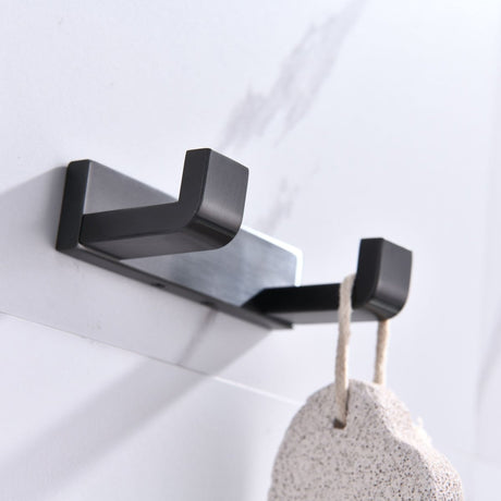 Bagno Bianca Stainless Steel Bathroom Double Robe Hook in Gun Metal - BUILDMYPLACE