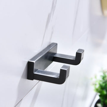 Bagno Bianca Stainless Steel Bathroom Double Robe Hook in Gun Metal