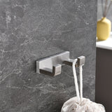 Bagno Bianca Stainless Steel Double Robe Hook - Brushed Nickel - BUILDMYPLACE