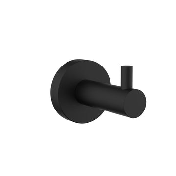 Bagno Nera Stainless Steel Wall Mount Bathroom Robe Hook in Matte Black