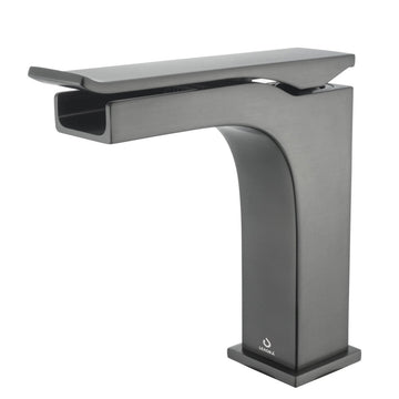 Balzani Brass Single-Handle Single Hole Waterfall Bathroom Sink Faucet in Gun Metal Finish