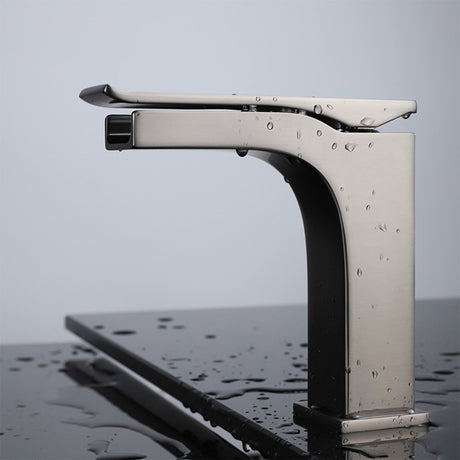 Balzani Brass Single - Handle Single Hole Waterfall Bathroom Sink Faucet in Gun Metal Finish - BUILDMYPLACE