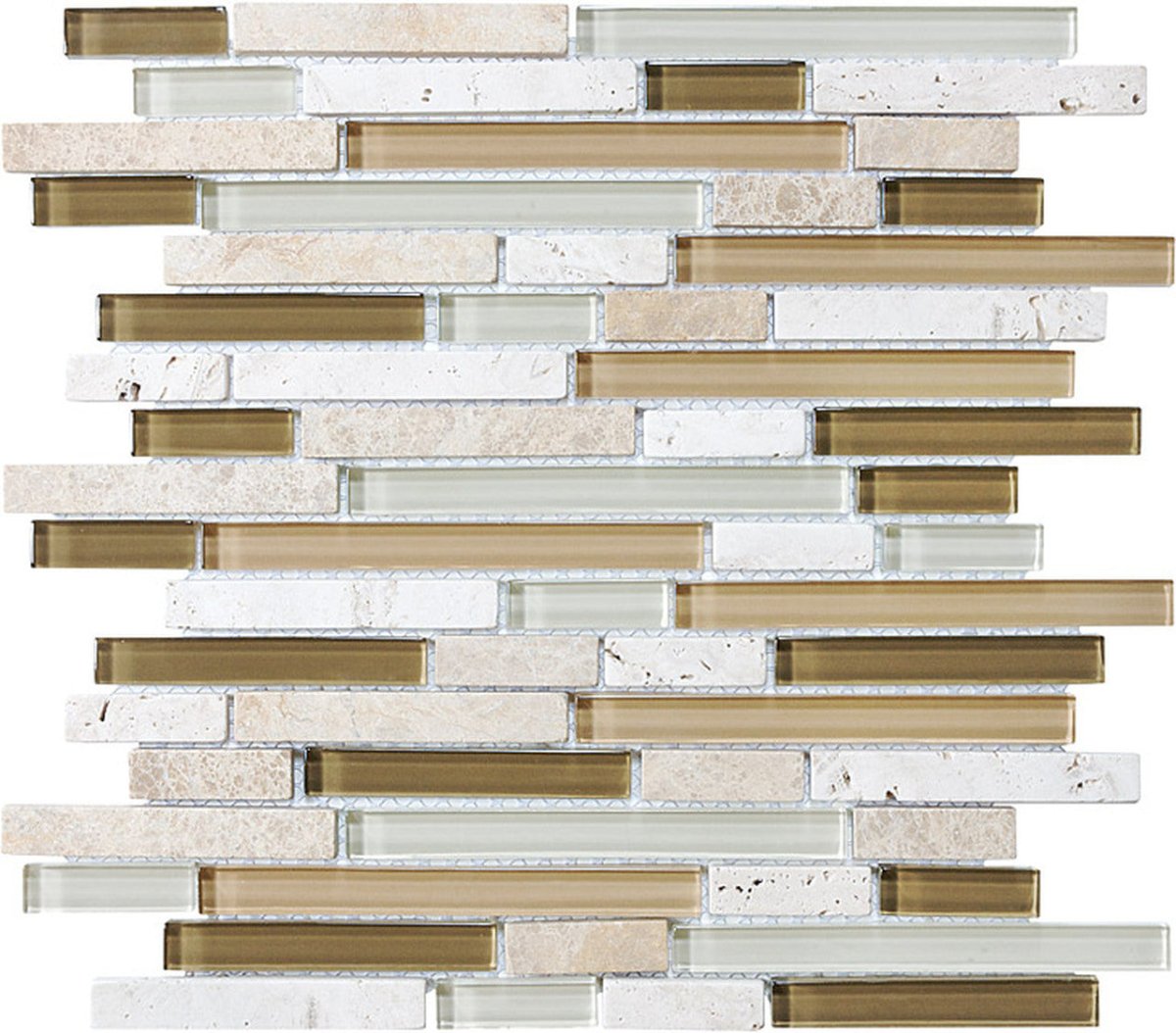 Bamboo Random Strip Glass Stone Blend Mosaic - BUILDMYPLACE