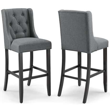 Baronet Bar Stool Upholstered Fabric Set of 2 - BUILDMYPLACE