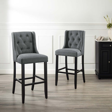 Baronet Bar Stool Upholstered Fabric Set of 2 - BUILDMYPLACE