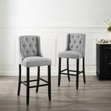 Baronet Bar Stool Upholstered Fabric Set of 2 - BUILDMYPLACE