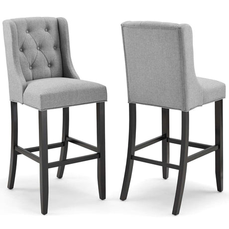 Baronet Bar Stool Upholstered Fabric Set of 2 - BUILDMYPLACE