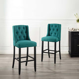 Baronet Bar Stool Upholstered Fabric Set of 2 - BUILDMYPLACE