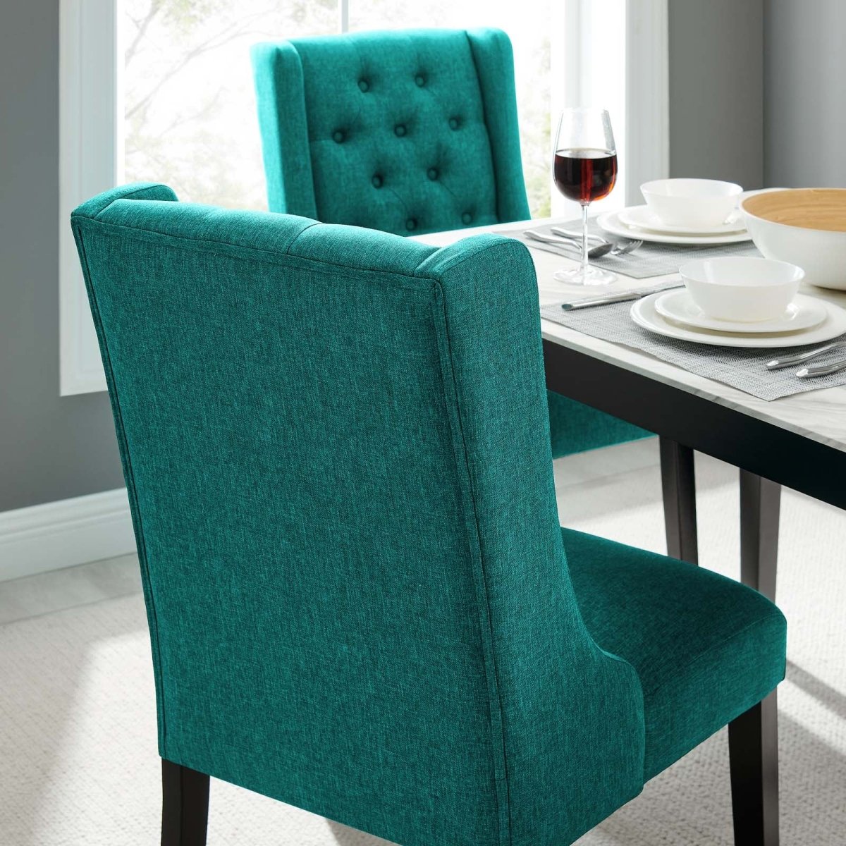Baronet Button Tufted Fabric Dining Chair - BUILDMYPLACE