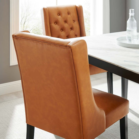 Baronet Button Tufted Vegan Leather Dining Chair - BUILDMYPLACE